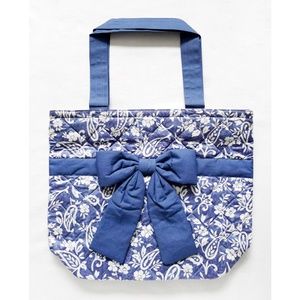 NEW NARAYA Paisley Floral & Bow Ribbon Zipper Medium Shoulder Quilted Bag/Tote